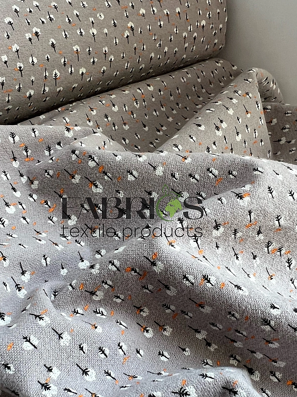 LISA-29 703 Тепла бавовна принт рослинний деревця на сірому 100% бавовна 150 см 150 грам/м.кв.