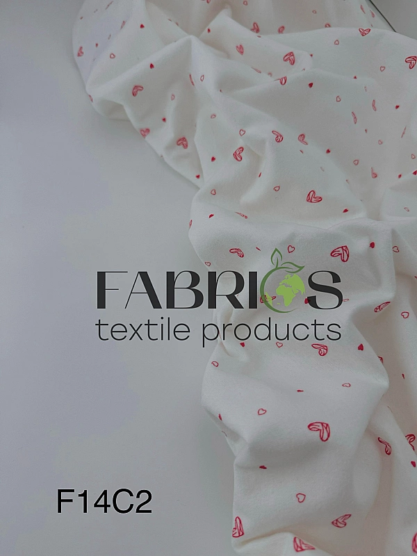 F 14 C2 фланель принт LOVE сердечки червоні намальовані на білому 100% бавовна 150 см 150-160 грам/м