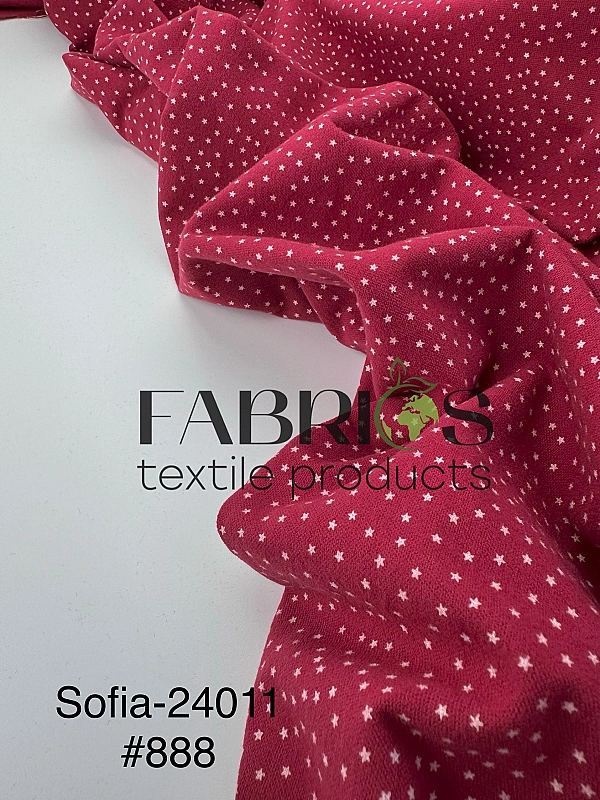 SOFIA 24011 C 888 фланель принт геометричний зірочки дрібні білі на бордовому 100% бавовна 150 см 15