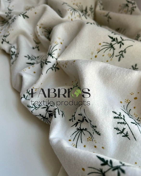 F 15 C2 фланель принт квіти мімози на молочному 100% бавовна 150 см 150-160 грам/м.кв.