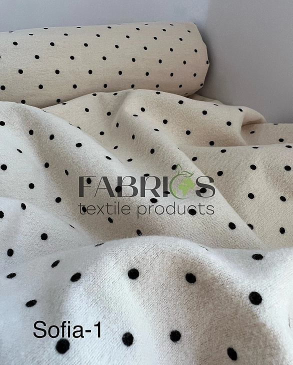 CMINT001 | SOFIA1-CMINT001 | фланель принт геометричний горошки чорні дрібні на айворі 100% бавовна