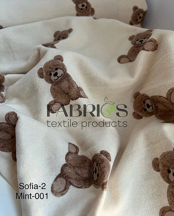 SOFIA-2 фланель принт звірята ведмедики на айворі 100% бавовна 150 см 150-160 грам/м.кв.