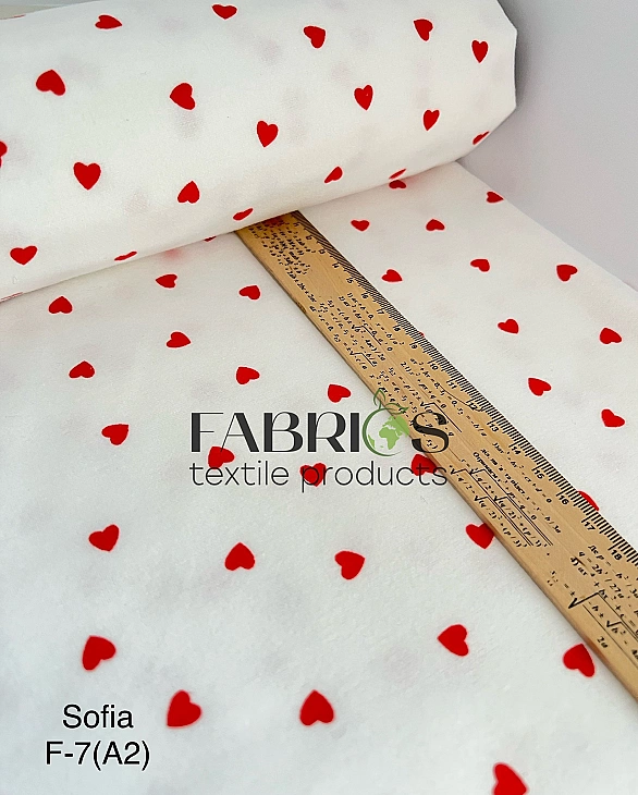 F 109 C02 фланель принт LOVE сердечки червоні дрібні на молочному 100% бавовна 150 см 150-160 грам/м
