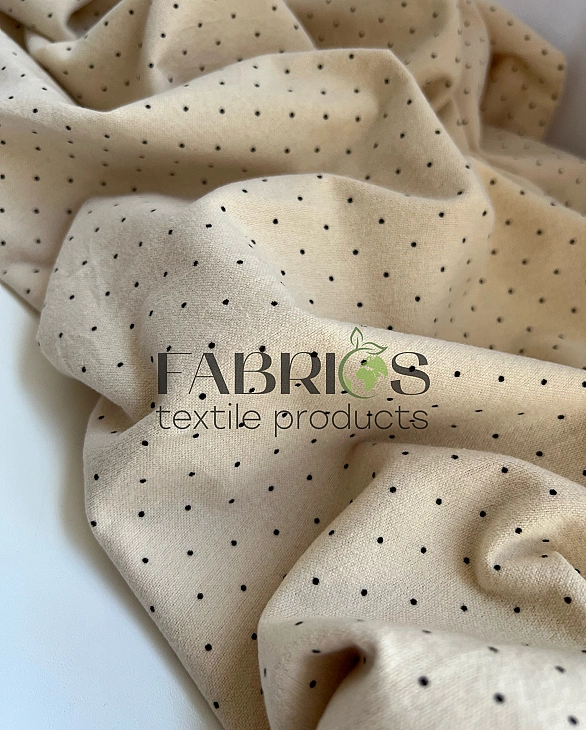 LISA-22 702 Тепла бавовна принт геометричний крапочки дрібні чорні на айворі 100% бавовна 150 см 150