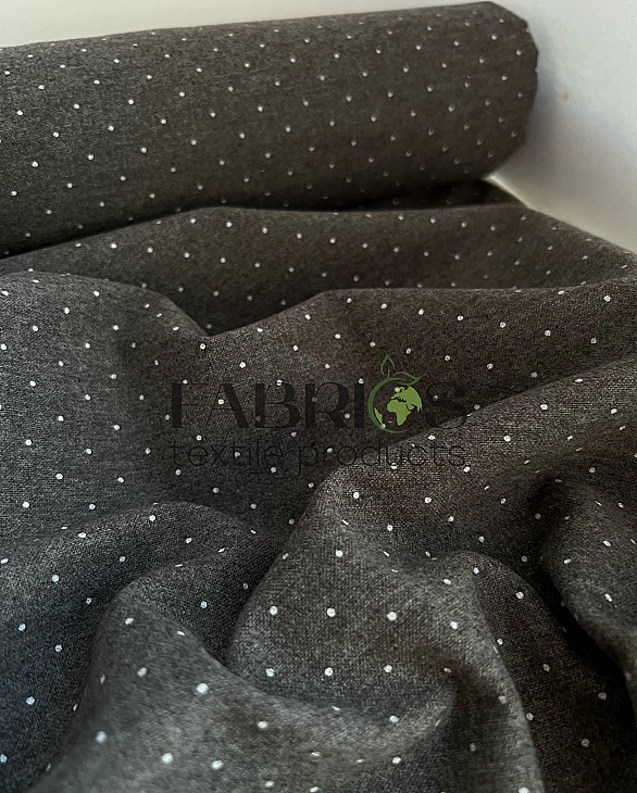 C704 | LISA22-C704 | Тепла бавовна принт геометричний крапочки дрібні біл на сірому 100% бавовна 150