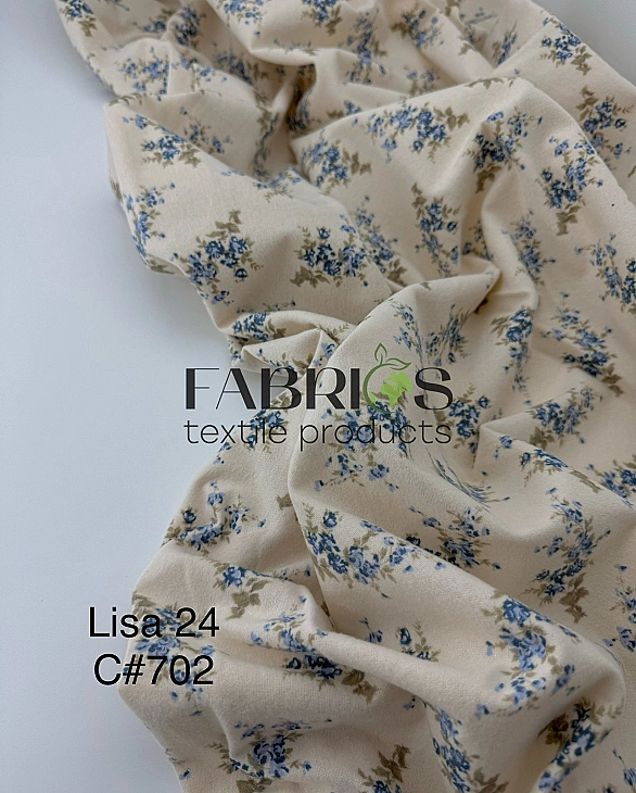 LISA-24 702 Тепла бавовна принт квіти блакитні букети на молочному 100% бавовна 150 см 150 грам/м.кв