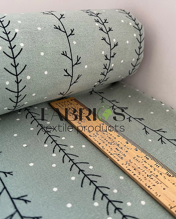 LISA-25 702 Тепла бавовна принт геометричний гілочки з крапочками на ментоловому 100% бавовна 150 см