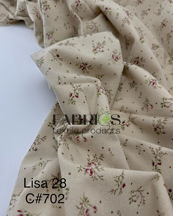 LISA-28 702 Тепла бавовна принт квіти гілочки троянди з крапочками айворі 100% бавовна 150 см 150 гр