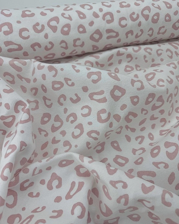 JASON-3 J003 фланель принт цятки леопард пудрово-рожеві на молочному 100% бавовна 145-150 см 150-160
