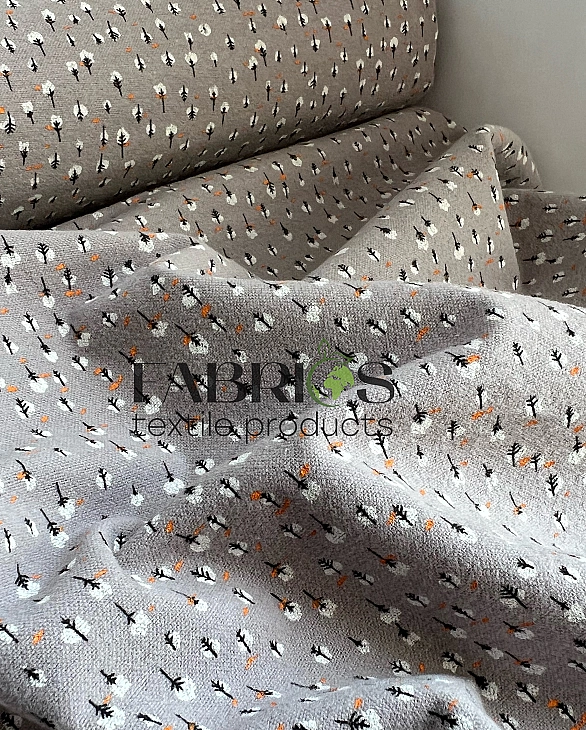 LISA-29 703 Тепла бавовна принт рослинний деревця на сірому 100% бавовна 150 см 150 грам/м.кв.