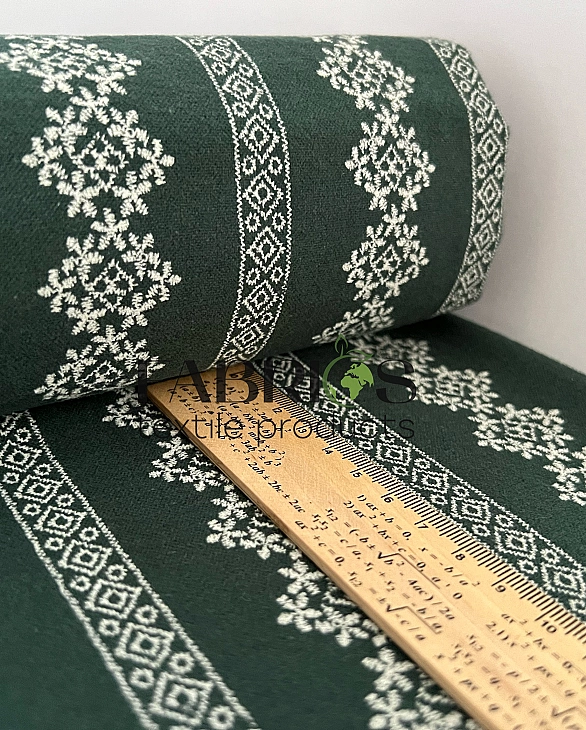 LISA-30 701 Тепла бавовна принт вишиванка широка на зеленому темному 100% бавовна 150 см 150 грам/м.