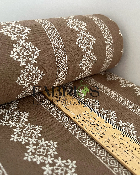 LISA-30 702 Тепла бавовна принт вишиванка широка на кавовому 100% бавовна 150 см 150 грам/м.кв.