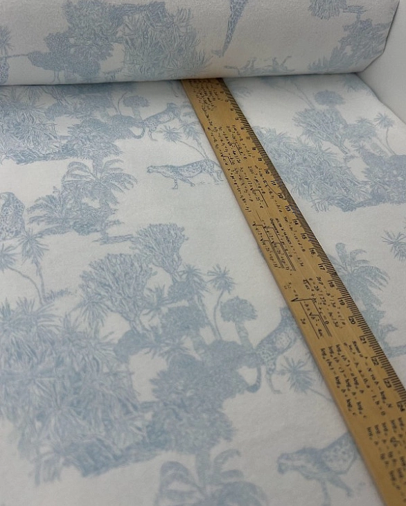 LUNA-1 L001 фланель принт Діор сафарі блакитний на молочному 100% бавовна 145-150 см 150-160 грам/м.