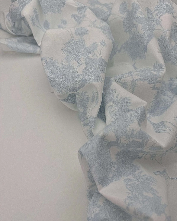 LUNA-1 L001 фланель принт Діор сафарі блакитний на молочному 100% бавовна 145-150 см 150-160 грам/м.