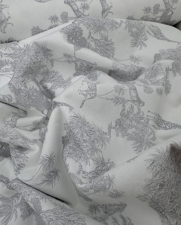 LUNA-2 L002 фланель принт Діор сафарі сірий на молочному 100% бавовна 145-150 см 150-160 грам/м.кв.