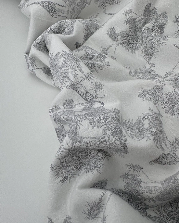 LUNA-2 L002 фланель принт Діор сафарі сірий на молочному 100% бавовна 145-150 см 150-160 грам/м.кв.