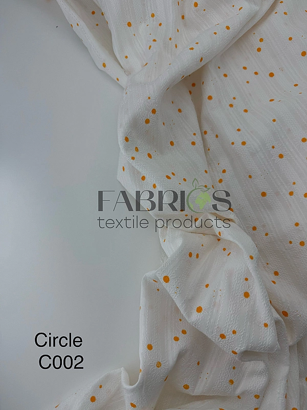 CIRCLE-6 C001 | BELLA-C00 Батист вишивка принт квіти ромашки з помаранчевою серцевиною на молочному