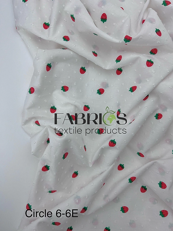 CIRCLE-6 E | ANTONIA-C003 Батист мушка принт фрукти,ягоди, овочі полуниці на молочному 100% бавовна