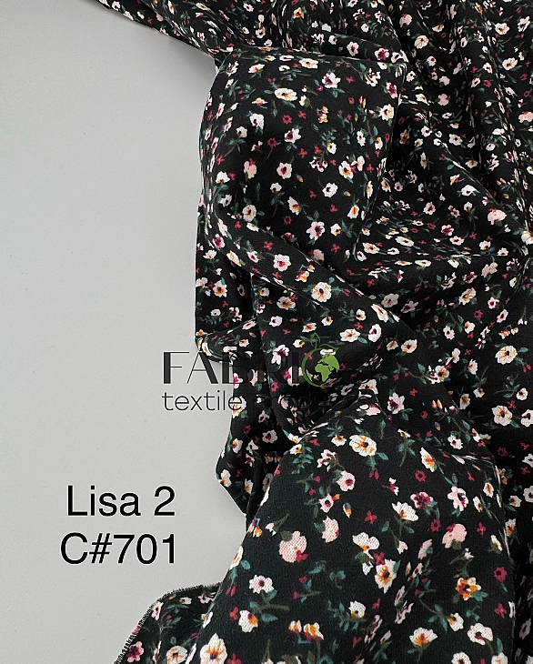 LISA-2 701 Тепла бавовна принт квіти кольорові на чорному 100% бавовна 150 см 150 грам/м.кв.