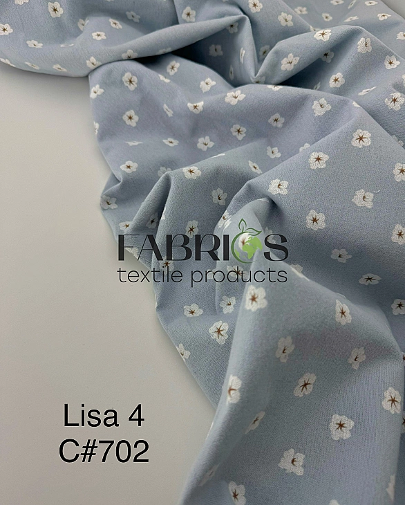 LISA-4 702 Тепла бавовна принт квіти бавовни на блакитному 100% бавовна 150 см 150 грам/м.кв.