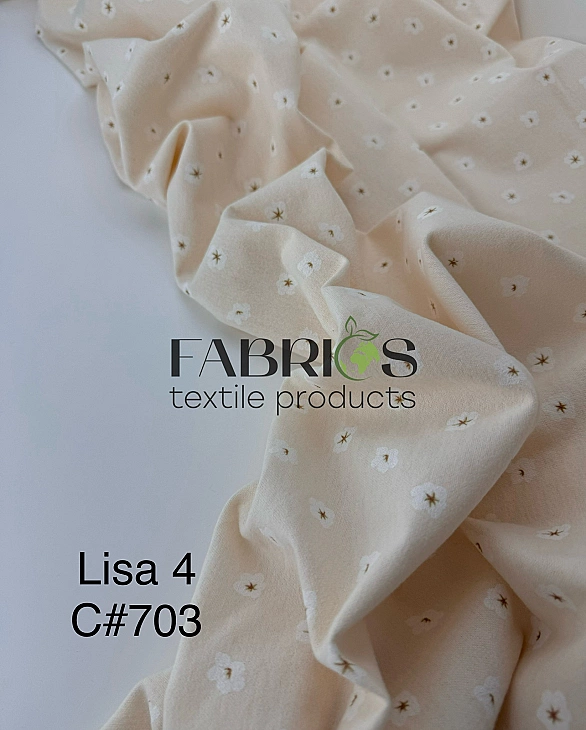 LISA-4 703 Тепла бавовна принт квіти бавовни на айворі 100% бавовна 150 см 150 грам/м.кв.