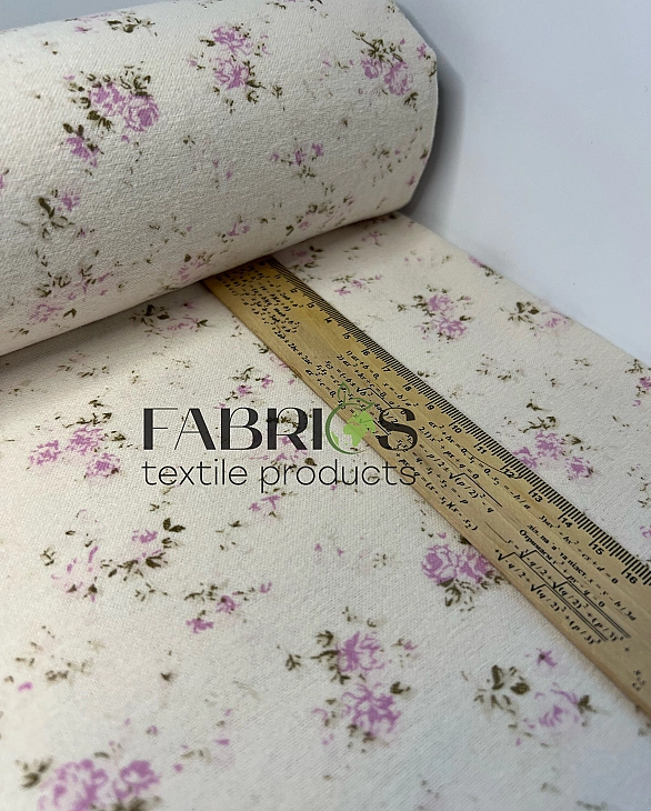 LISA-8 702 Тепла бавовна принт квіти акварельні рожеві на айворі 100% бавовна 150 см 150 грам/м.кв.