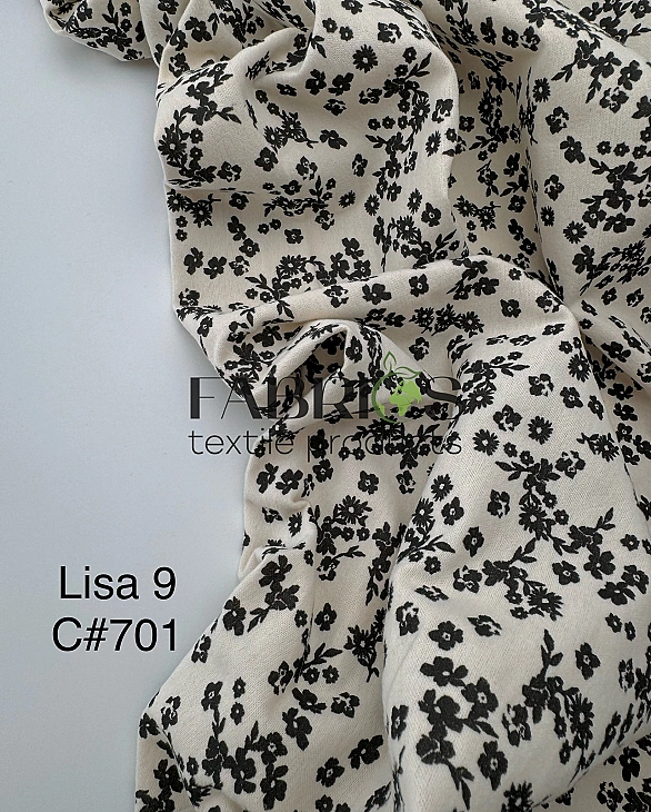 LISA-9 701 Тепла бавовна принт квіти чорні різні на айворі 100% бавовна 150 см 150 грам/м.кв.