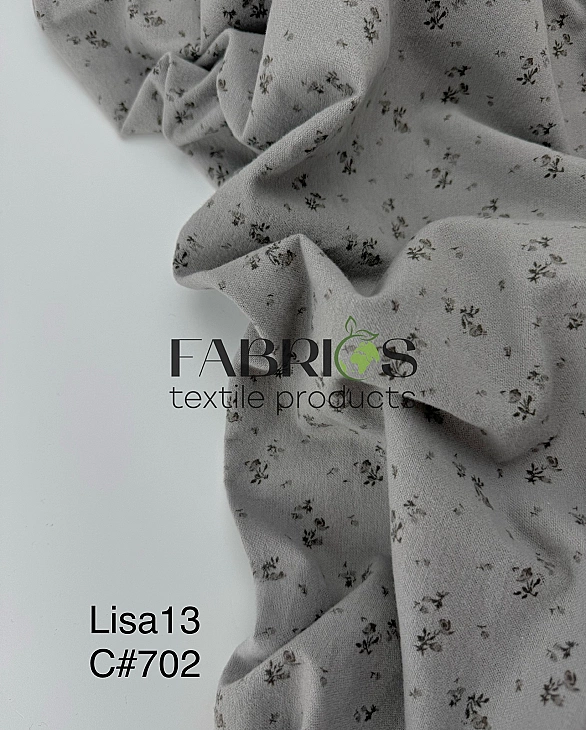 LISA-13 702 Тепла бавовна принт квіти дрібні сірі на сірому 100% бавовна 150 см 150 грам/м.кв.