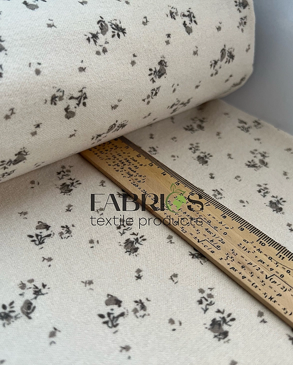 LISA-13 703 Тепла бавовна принт квіти дрібні сірі на айворі 100% бавовна 150 см 150 грам/м.кв.