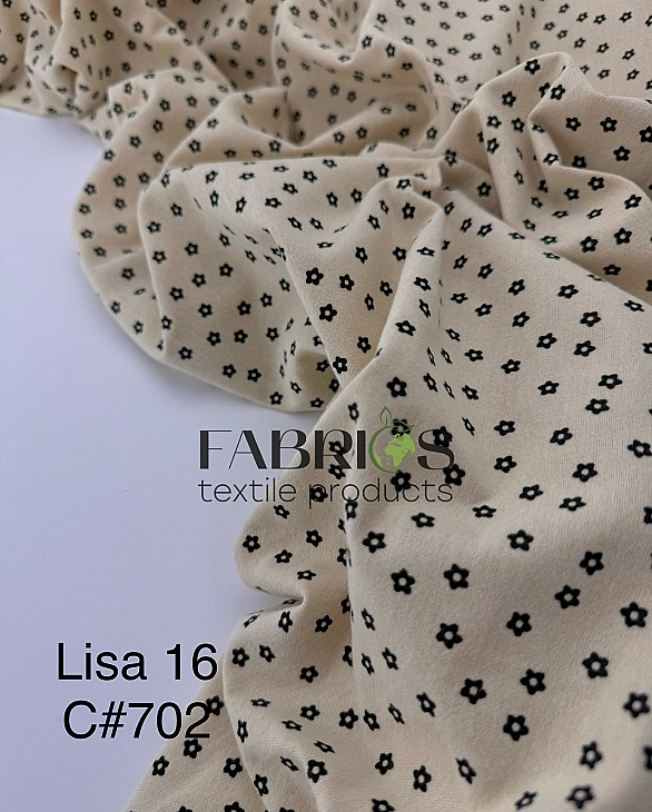LISA-16 702 Тепла бавовна принт квіти ромашки дрібні чорні на айворі 100% бавовна 150 см 150 грам/м.