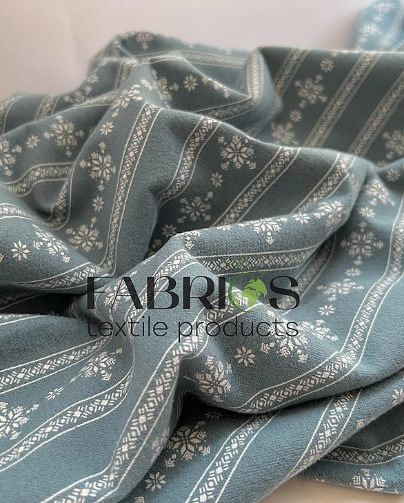 LISA-17 704 Тепла бавовна принт вишиванка на морській хвилі 100% бавовна 150 см 150 грам/м.кв.