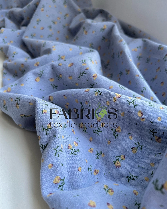 LISA-18 703 Тепла бавовна принт квіти дрібні на волошковому 100% бавовна 150 см 150 грам/м.кв.