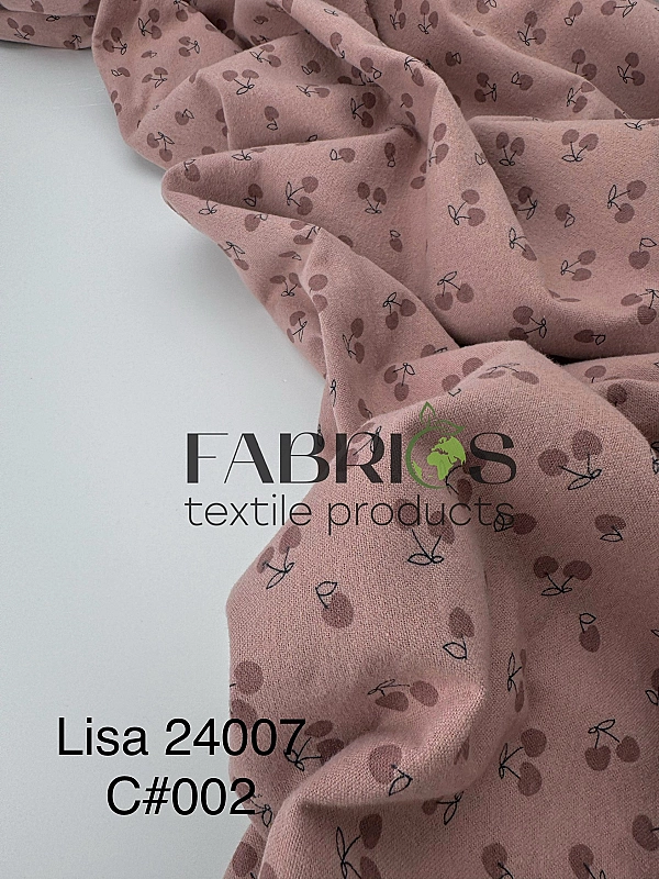 LISA 24007 C 002 Тепла бавовна принт фрукти,ягоди, овочі вишеньки на рожево-пудровому 100% бавовна 1