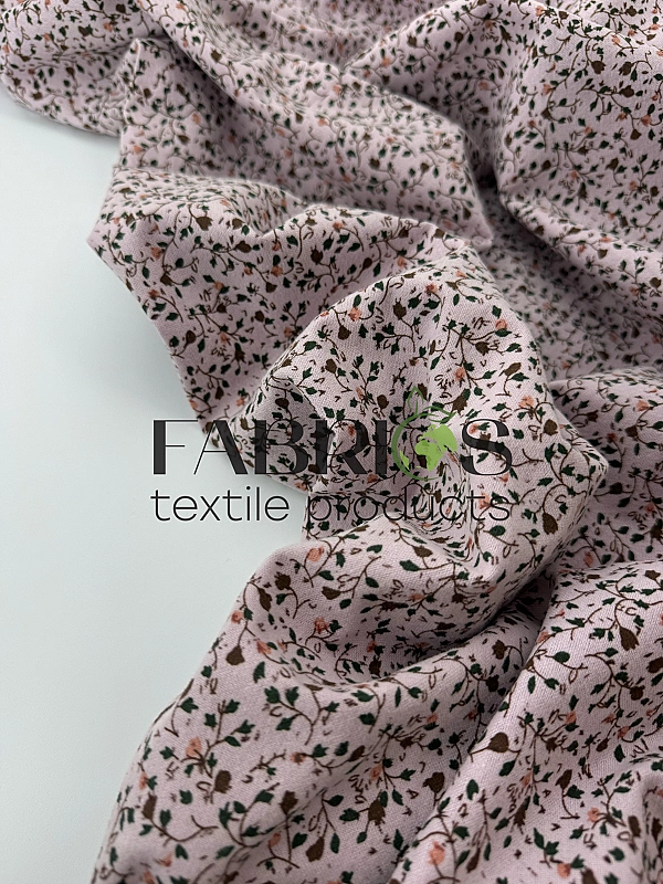 LISA 24008 C 002 Тепла бавовна принт рослинний гілочки з квітами на рожевому 100% бавовна 150 см 150