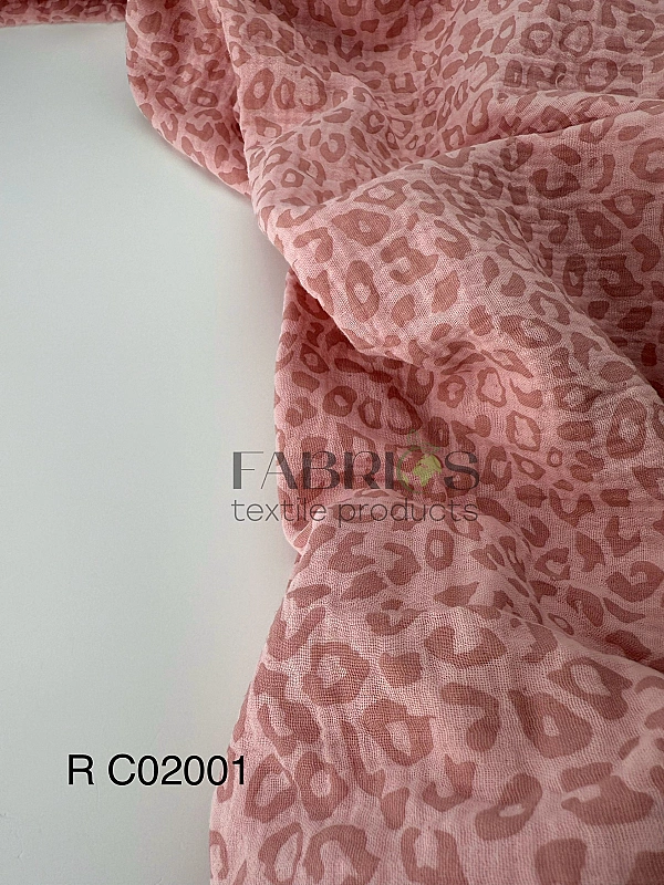 M 112 C78 Муслін жатка 2-х шаровий принт цятки леопард дрібні на рожевому 100% бавовна 135-140 см 12