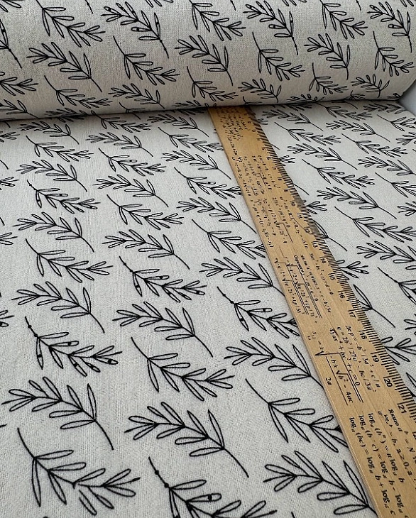 F 4 C3 фланель принт рослинний гілочки на айворі 100% бавовна 150 см 150-160 грам/м.кв.