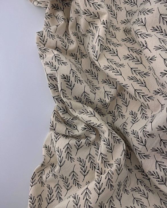 F 4 C3 фланель принт рослинний гілочки на айворі 100% бавовна 150 см 150-160 грам/м.кв.