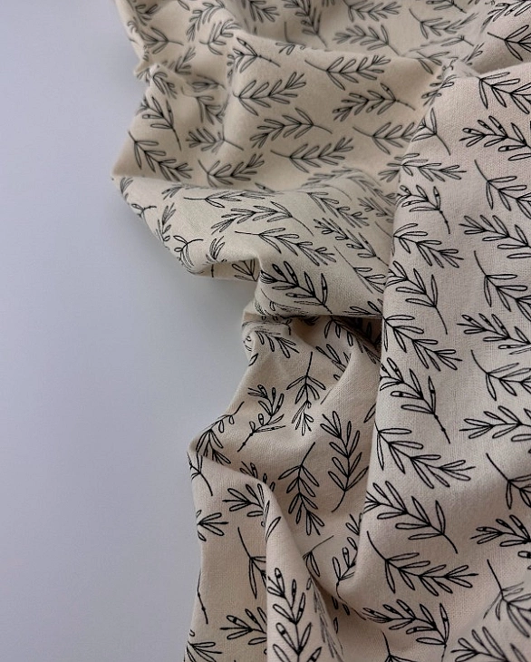 F 4 C3 фланель принт рослинний гілочки на айворі 100% бавовна 150 см 150-160 грам/м.кв.