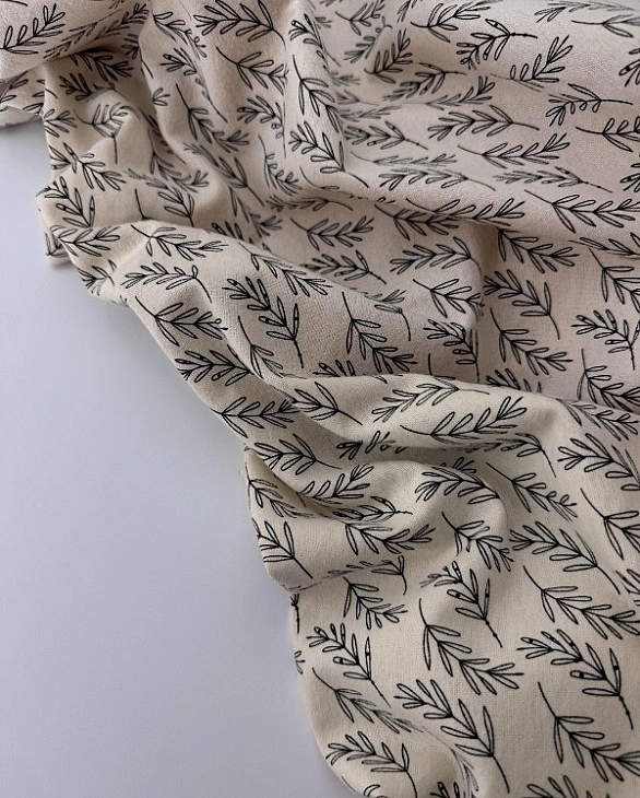 F 4 C3 фланель принт рослинний гілочки на айворі 100% бавовна 150 см 150-160 грам/м.кв.