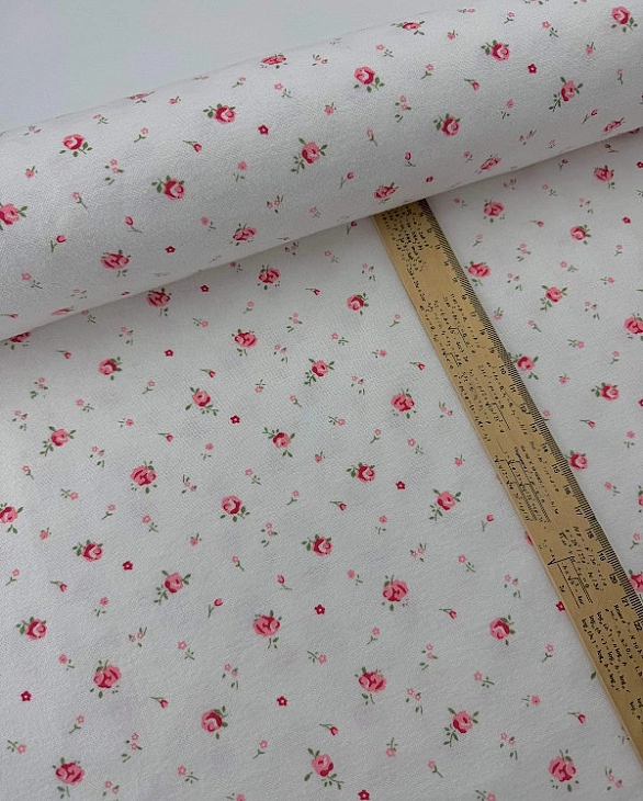 F 3 C2 фланель принт квіти троянди червоні на білому 100% бавовна 150 см 150-160 грам/м.кв.
