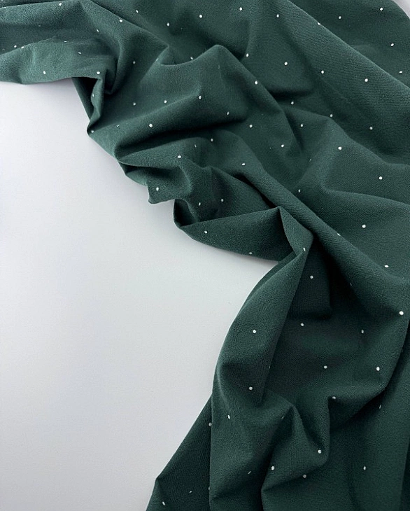 F 103 C32 фланель принт геометричний крапочки білі на зеленому 100% бавовна 150 см 150-160 грам/м.кв