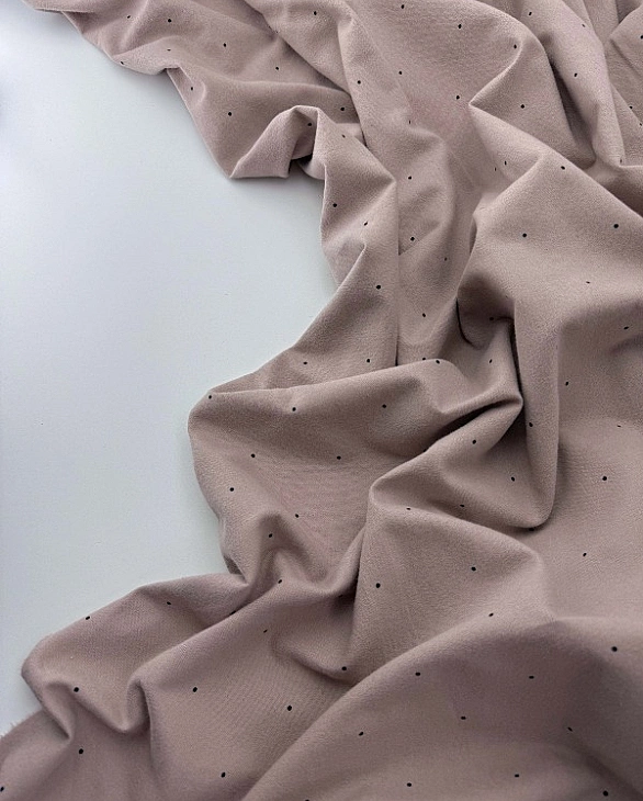 F 102 C10 фланель принт геометричний крапочки чорні на бежевому 100% бавовна 150 см 150-160 грам/м.к