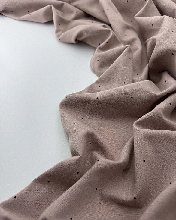 F 102 C10 фланель принт геометричний крапочки чорні на бежевому 100% бавовна 150 см 150-160 грам/м.к