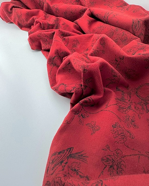 SOFIA 24010 C 888 фланель принт Діор етюди природи чорні на винному 100% бавовна 150 см 150-160 грам