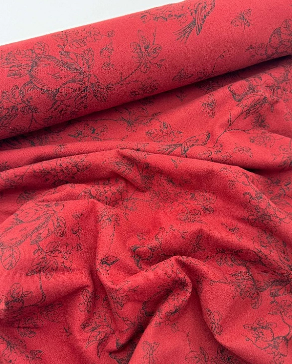 SOFIA 24010 C 888 фланель принт Діор етюди природи чорні на винному 100% бавовна 150 см 150-160 грам