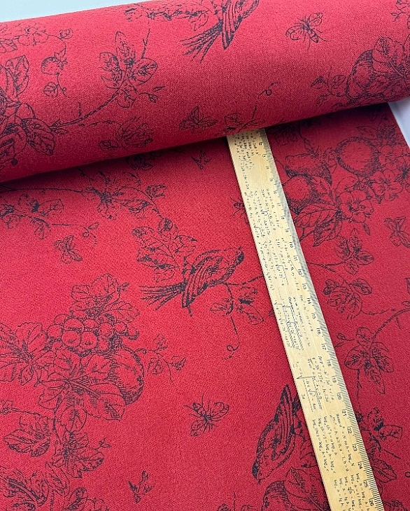 SOFIA 24010 C 888 фланель принт Діор етюди природи чорні на винному 100% бавовна 150 см 150-160 грам