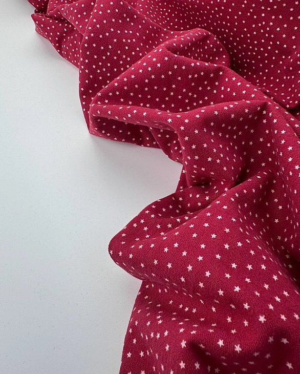 SOFIA 24011 C 888 фланель принт геометричний зірочки дрібні білі на бордовому 100% бавовна 150 см 15