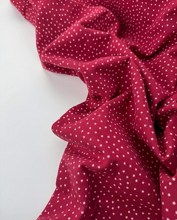 SOFIA 24011 C 888 фланель принт геометричний зірочки дрібні білі на бордовому 100% бавовна 150 см 15