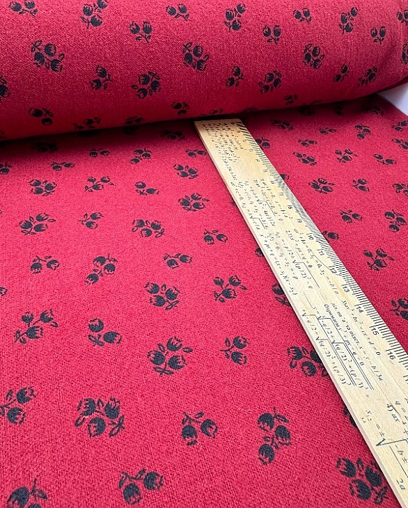 SOFIA 24012 C 888 фланель принт квіти чорні на винному 100% бавовна 150 см 150-160 грам/м.кв.