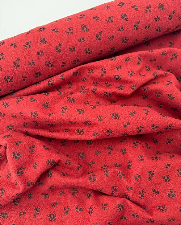 SOFIA 24012 C 888 фланель принт квіти чорні на винному 100% бавовна 150 см 150-160 грам/м.кв.